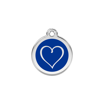 Tribal Heart Navy roestvrijstalen hondenpenning small/klein dia. 2 cm - Reddingo