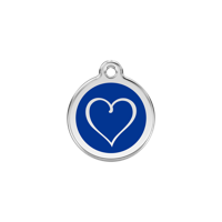 Tribal Heart Navy roestvrijstalen hondenpenning small/klein dia. 2 cm - Reddingo