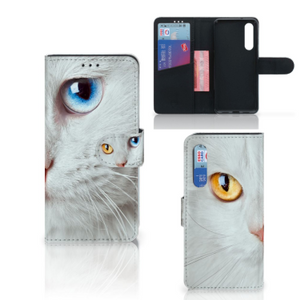 Xiaomi Mi 9 SE Telefoonhoesje met Pasjes Witte Kat