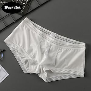 Voor heren verpakking van 3 stuks Boxer Slip Nylon Synthetische zijde Wasbaar Comfortabel Effen Lage taille Achtergrondkleur Zwart Lightinthebox