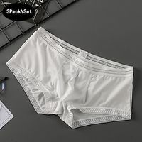 Voor heren verpakking van 3 stuks Boxer Slip Nylon Synthetische zijde Wasbaar Comfortabel Effen Lage taille Achtergrondkleur Zwart Lightinthebox - thumbnail