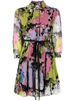 Patou robe-chemise en soie à fleurs - Noir