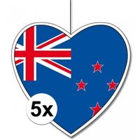 5x Nieuw Zeeland hangdecoratie harten 14 cm   -