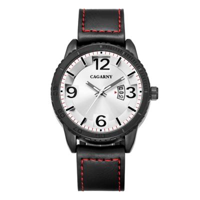 CAGARNY 9857 Fashion Quartz beweging polshorloge met lederen Band(White)