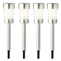 6x Buiten/tuin LED zilveren stekers solar verlichting 26 cm