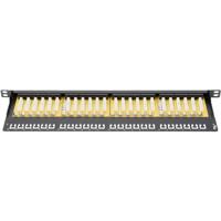 Digitus DN-91624U-SL-SH 24 poorten Netwerkpatchpaneel 483 mm (19) CAT 6 0.5 HE Zwart Ingericht Digitus DN-91624U-SL-SH 24 poorten Netwerkpatchpaneel 483 mm (19) CAT 6 0.5 HE Zwart Ingericht