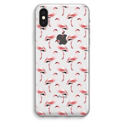 Flamingoprint groen: iPhone XS Max Transparant Hoesje
