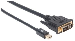 Manhattan 152150 DisplayPort-kabel Mini-displayport / DVI Adapterkabel Mini DisplayPort-stekker, DVI-D 24+1-polige stekker 1.80 m Zwart Folie afscherming,