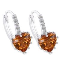 Schattig hart echte 925 Sterling Zilver Zirkonia stenen oorbellen