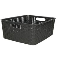 Opbergmand - Kastmand - rotan kunststof - zwart - 12 Liter - 30 x 37 x 13 cm