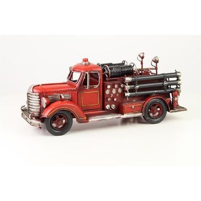 Miniatuurmodel Brandweerwagen tin met slangen