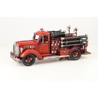 Miniatuurmodel Brandweerwagen tin met slangen - thumbnail