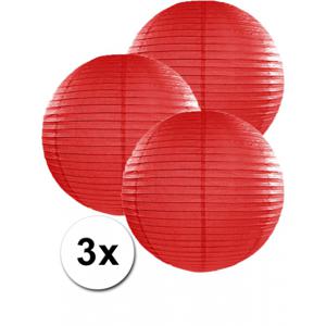 Luxe bol feest lampion - 3x - rood - dia 35 cm - papier