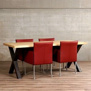Set van 4 leren kuip eetkamerstoelen - met wieltjes - rood leer - Echt leer, Modern, ontdek de vele Leersoorten en Kleuren bij ShopX