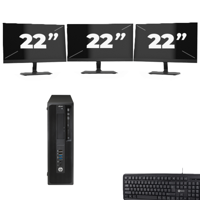 HP Z240 Workstation SFF - Intel Core i5-7e Generatie - 8GB RAM - 256GB SSD - Windows 11 + 3x 22 inch Monitor