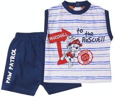 strandkledingset jongens katoen donkerblauw 2-delig