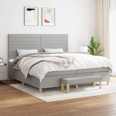 Boxspring met matras stof lichtgrijs 200x200 cm