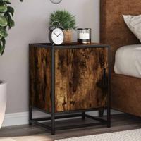 Nachtkastjes 2 st 40x31x50 cm bewerkt hout&metaal gerookt eiken