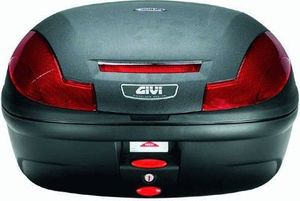GIVI E470 Simply III Monolock Topkoffer, Topkoffers en zijkoffers voor de moto, rode relfectoren, zwarte cover