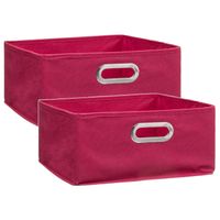 Set van 4x stuks opbergmand/kastmand 14 liter framboos roze linnen 31 x 31 x 15 cm - thumbnail