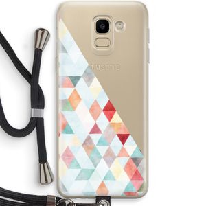 Gekleurde driehoekjes pastel: Samsung Galaxy J6 (2018) Transparant Hoesje met koord