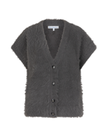 Red Button Sleeveless Fuzzy Lava
