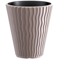 Prosperplast Plantenpot/bloempot Sand Waves - buiten/binnen - kunststof - beige - D30 x H33 cm - Plantenpotten