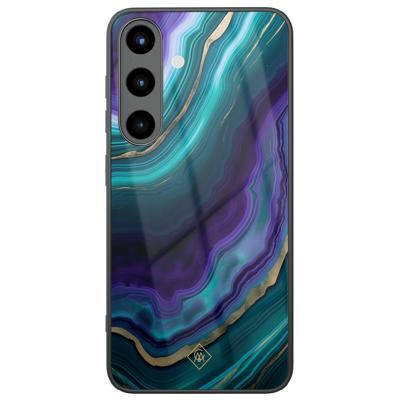 Samsung Galaxy S25 glazen hardcase - Smaragd paars groen