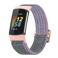Fitbit Charge 5 & 6 - Elastisch nylon bandje - Roze