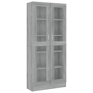 The Living Store Vitrinekast - Grijs Sonoma Eiken - 82.5 x 30.5 x 185.5 cm - 5 vakken