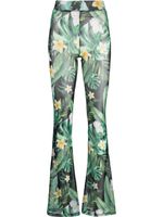 Philipp Plein pantalon évasé à imprimé Hawaii - Vert - thumbnail