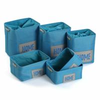 Mandenset Versa Home Blauw Textiel (30 x 40 x 45 cm) (6 Onderdelen)