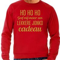 Foute kersttrui/sweater voor heren - Hohoho jonko cadeau - rood - glitter goud