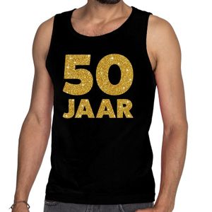 50 Jaar glitter tanktop / mouwloos shirt zwart heren