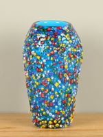 Kleurrijke vaas uit glas met reliëf, 30 cm, A008