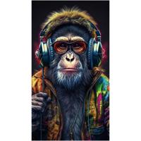 Glasschilderij - Aap - 55 x 100 cm
