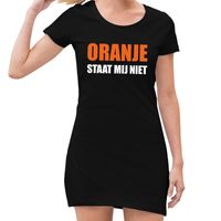 Zwart Oranje staat mij niet jurk dames - thumbnail