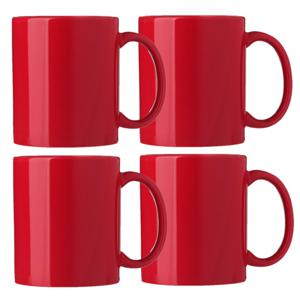 Koffie mokken/bekers Nantes - 8x - keramiek - met oor - rood - 300 ml