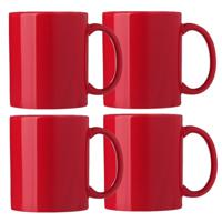 Koffie mokken/bekers Nantes - 8x - keramiek - met oor - rood - 300 ml