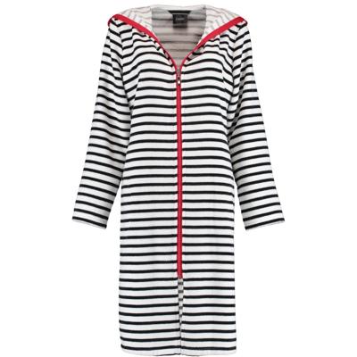Cawö Cawö Dames Badjas kort met Capuchon en Ritssluiting 1244 Schwarz-weiss 42