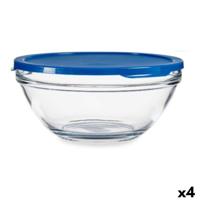 Ronde Lunchtrommel met Deksel Pasabahce 1113324-53583 Chefs Blauw 2,5 L (4 Stuks)