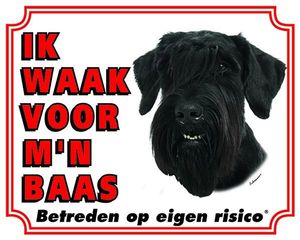 Schnauzer Waakbord - Ik waak voor mijn baas Zwart