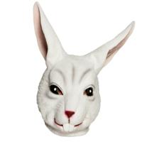 Wit konijn dieren verkleedmasker - latex - volwassenen - Horror/halloween - carnaval - thumbnail