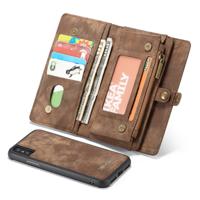 CaseMe afneembaar multifunctioneel horizontale Flip lederen hoes for iPhone XS Max, met kaart sleuf & houder & rits portemonnee & Photo Frame (bruin)