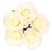 5x Kunstbloemen rozen Simone wit 45 cm - thumbnail