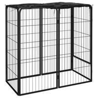 Hondenkennel 6 panelen 50 x 100 cm gepoedercoat staal zwart