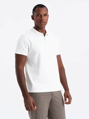 Italian Style - Poloshirt Heren - Korte Mouw Met Rits - Wit - Italianstyle