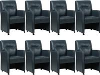 Set van 8 Blauwe leren landelijke eetkamerfauteuils Sharp - Granada leer Blue (blauw leer) Set van 8 Blauwe leren landelijke eetkamerfauteuils Sharp - Granada leer Blue (blauw leer)