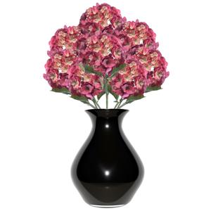 Kunstbloem Hortensia tak - 8x - 50 cm - fuchsia - kunst zijdebloemen - decoratie - hydrangea