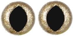 Opry Glitter kattenogen tweekleurig 15mm Goud per 10 stuks